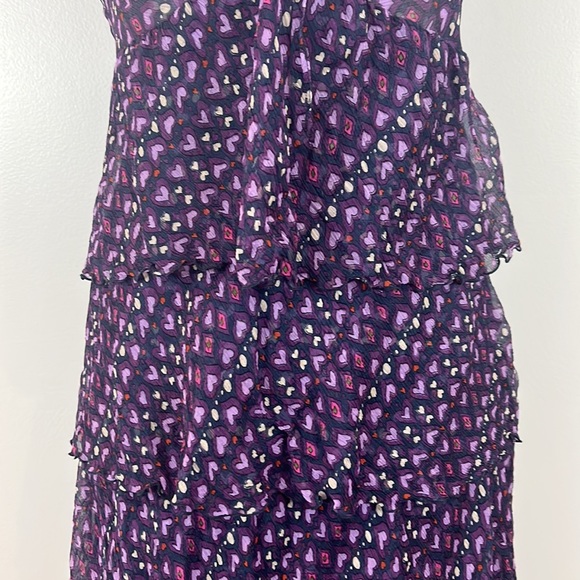 Moschino Cheap and Chic Silk Halter Top Ruffle Dress with Purple Heart Pattern - Picture 6 of 17
